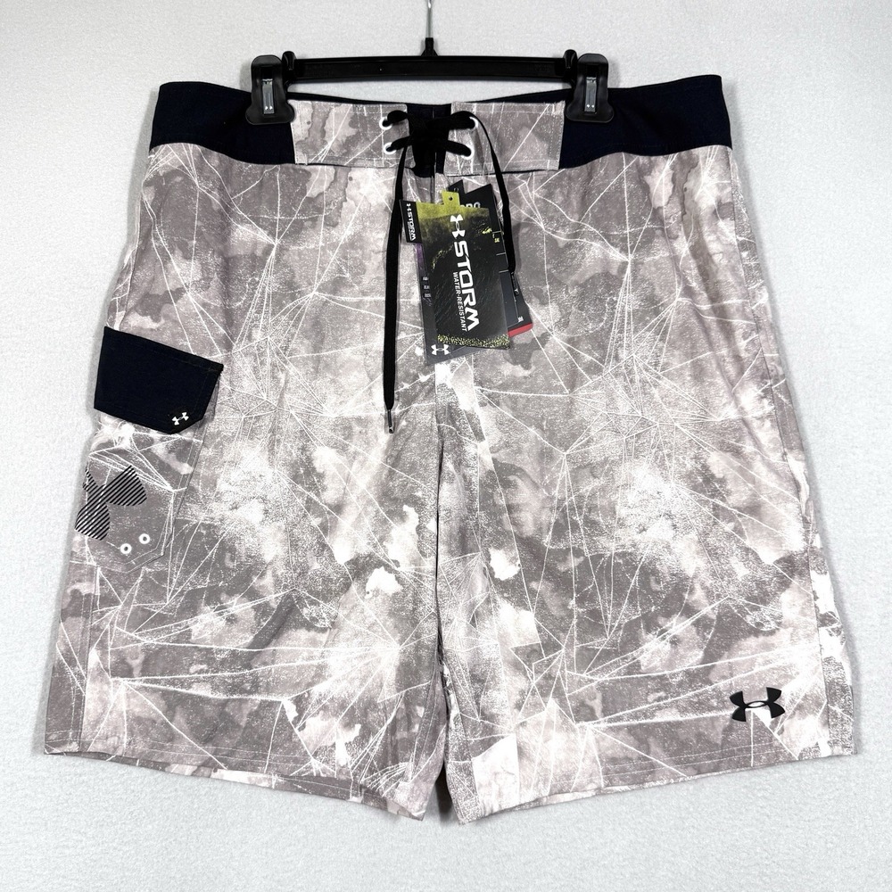 Under Armour Board Shorts Mens 36 Reblek Loose Fit Stretch Storm Printed NWT